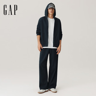 Gap 1SS623001 logo斜纹双面布宽松连帽开衫卫衣 黑灰色 S