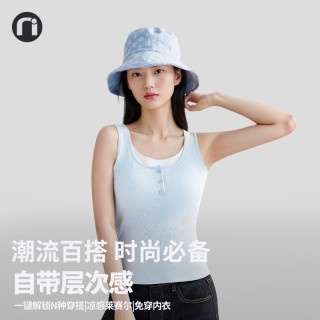 新款夏季假两件吊带背心女外穿内搭修身无袖上衣