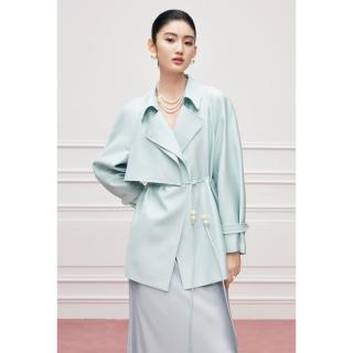 MANDY ZHANG 白月光气质翻领短款风衣女春秋法式小个子外套
