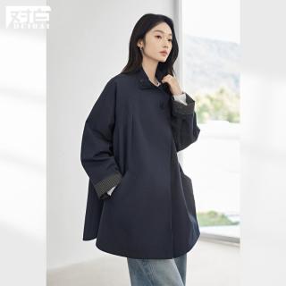 DUIBAI 春秋慵懒插肩袖女式风衣外套女小个子中长款气质宽松上衣