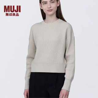 無印良品 MUJI 无印良品 MUJI 女式棱纹编织圆领短款针织衫长袖女款女装毛衣