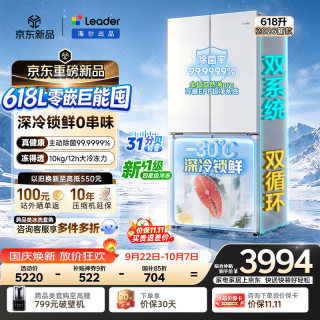 海尔 出品统帅懒人618L四开门家用新一级能效双系统超薄零嵌入式电冰箱2026新款LTD-618WDY9U1