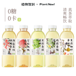 植物驾到 0糖0卡500ml*9精选果味风味放心清爽果味茶饮料