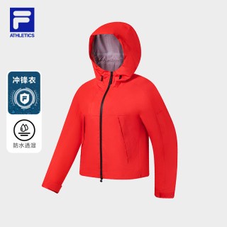 户外徒步：斐乐 单层冲锋衣FILA斐乐官方女士通勤夹克2026夏新款户外连帽运动外套