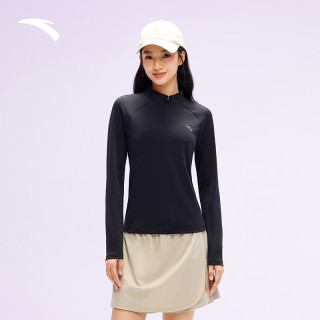 安踏 模T| 公主线修身长袖t恤新款抗菌女半拉链通勤打底衫运动上衣