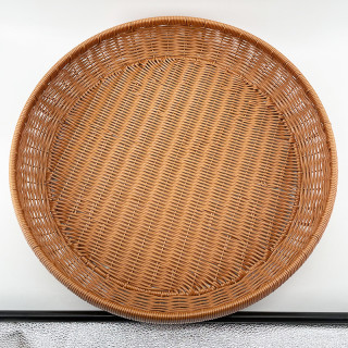 A178棕色圆形中式轻奢馒头框大晒框收纳手工编织56*7