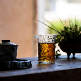 百垚 日式水晶玻璃公道杯高档茶海锤纹茶具匀茶杯茶道泡茶分茶器