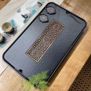 泡台黑色茶盘排水式托盘万字高级感家用桌面轻奢储水排水小型茶盘