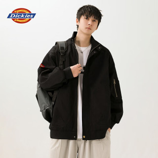 Dickies 夹克男秋冬立领防风男士休闲工装飞行服情侣外套七夕节 黑色 3XL