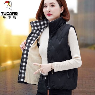 啄木鸟 官方正品啄木鸟马甲女秋季2026新款大码女装外套秋冬加绒背心马夹