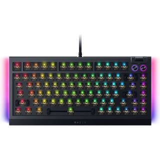移动专享、移动端：雷蛇 BlackWidow V4 75% Barebones 热插拔游戏键盘套件,黑色