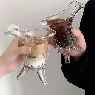 百亿补贴：青苹果 玻璃樽酒杯秦始皇茶杯杯子爵杯古代帝王三足杯创意酒杯玻璃杯