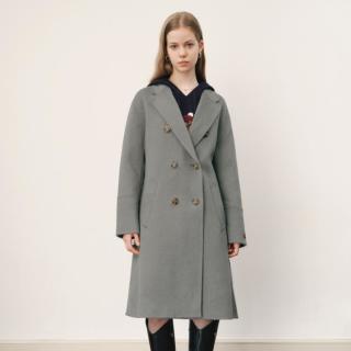 TEENIE WEENIE 小熊女装毛呢大衣女冬季双排扣中长款双面呢子大衣