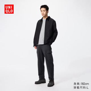 优衣库 男装水洗宽松舒适工装九分裤/长裤/休闲起居裤481572 479964/09黑色 XL