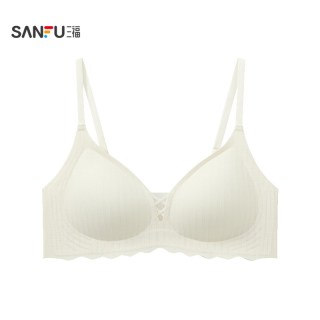 三福 薄B杯无钢圈聚拢文胸 简约少女无感肌理提花内衣女503553