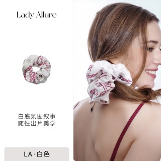LADYALLURE 「LA」Dua·浪漫复兴丨情人节系列*鎏光缎面高定印花白色睡裙袍女