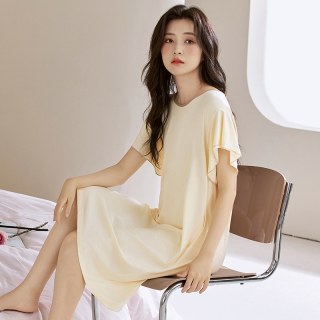 莫代尔 睡裙女款夏季短袖中长连衣裙女士冰丝睡衣家居服2026新款式
