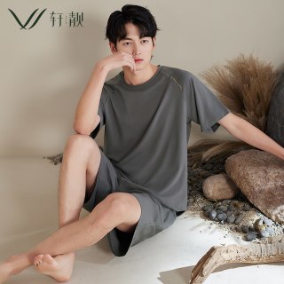 88VIP：轩靓 夏天睡衣男士纯棉短袖短裤夏季薄款休闲可外穿大码家居服套装