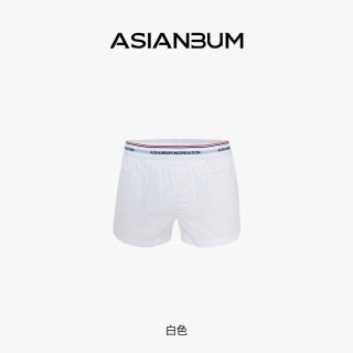 asianbum 男士内裤纯色棉质中腰透气内衬简约家居休闲平角阿罗裤