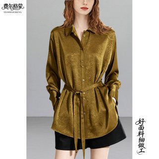 衬衫宽松正品时尚长袖女款上衣高档新款洋气复古法式衬衣女装薄款