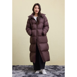 独束 大码女装90白鸭绒新款微胖mm加厚保暖中长款连帽羽绒服冬