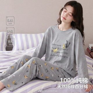 新款2026年春秋季纯棉女士长袖睡衣精致少女外穿秋季两件套家居服
