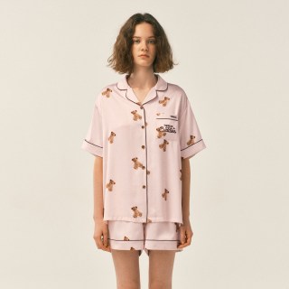 TEENIE WEENIE TeenieWeenie小熊冰丝睡衣女款小熊满印夏季凉感丝绸短袖家居服