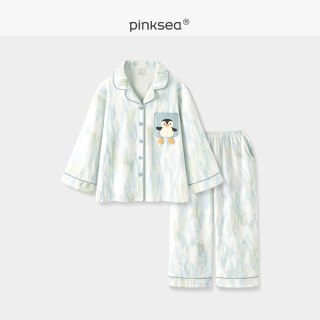 Pinksea 睡衣女春秋季长袖纯棉大码女款套装2026新款可爱企鹅可外穿家居服