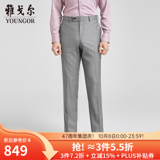雅戈尔 男士西服秋季新款商务休闲纯羊毛西装外套男 浅灰裤子 34 175/84A