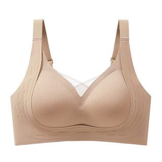 大码内衣女无痕聚拢大胸显小无钢圈收副乳防下垂固定杯乳胶文胸罩