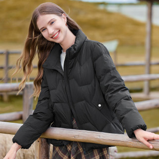 百图 女装秋季新款羽绒服立领轻薄羽绒服夹克式短外套