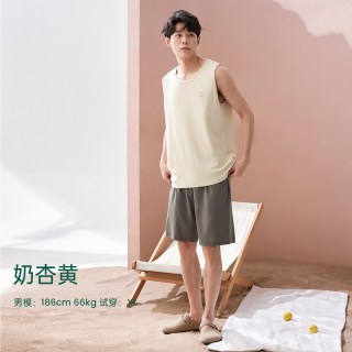 安之伴 睡衣男士夏季款纯棉无袖可外穿家居服背心套装薄