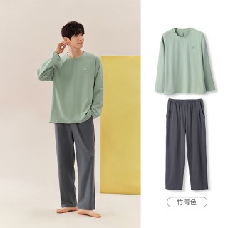 安之伴 纯棉男士睡衣春秋新款休闲可外出长袖家居服