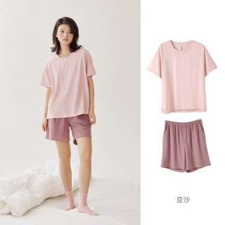 安之伴 情侣睡衣夏季纯棉短袖长裤套装简约男女家居服薄