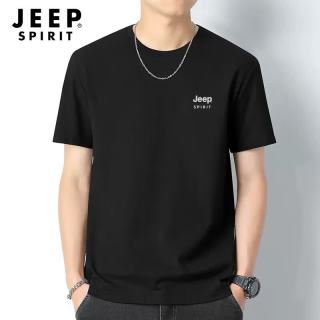 JEEP SPIRIT 短袖t恤男夏季纯棉透气短袖男舒适打底衫男户外运动上衣 灰色L