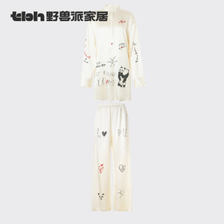 88VIP：野兽派 tbh野兽派家居熊猫噗噗真丝长款家居服套装薄款可外穿女士睡衣夏