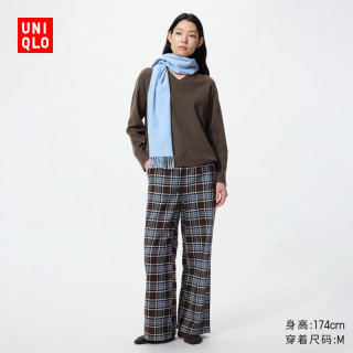 优衣库 法兰绒舒适长裤女装休闲裤裤子488169 38 深褐色 M
