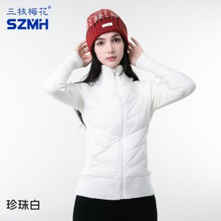 移动端：三枝梅花 轻薄女士羽绒服90鸭绒毛织修身运动跑步瑜伽健身内搭棉服