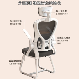 电脑椅家用人体工学椅办公椅舒服久坐电竞椅宿舍学习靠背椅子 黑框黑网-海绵款