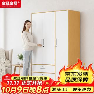 金经金属 钢制衣柜主卧室家用出租房铁艺落地柜环保铁皮儿童衣橱长1.2米