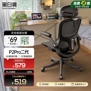 黑白调 P2 Pro 人体工学椅 曜黑 标配款