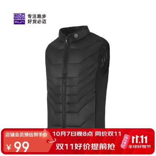 必迈 运动跑步训练棉马甲秋冬保暖御寒户外骑行慢跑防风棉服男 暗夜黑 XL码