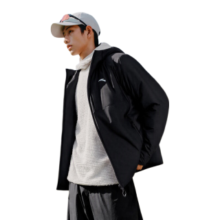 安踏 Primaloft户外棉服 | 连帽P棉外套男士夹克秋冬季保暖防泼水棉衣 基础黑-2 L