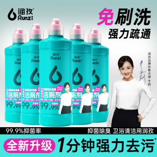 润孜 洁厕灵强力去污免刷洗除臭神器清香型清洁剂马桶强力除垢剂洁厕剂 500g*5瓶