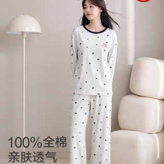 三枪 2026秋冬纯棉睡衣女士印花柔软家居服套装全棉宽松透气可外穿