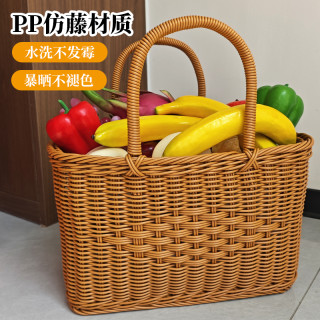 Q146中式中国结菜篮子超市购物篮野餐篮洗澡篮买菜篮子手提篮