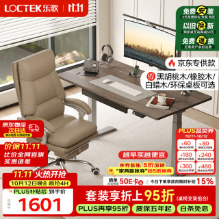 乐歌 电动升降桌电脑桌双电机站立办公家用书桌 E3/1.2m灰胡桃木色套装