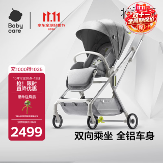 babycare 折学大师推车新生儿婴儿车0-6岁用折叠可坐可躺带减震遛娃 时光银