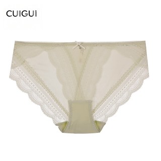 移动端：翠闺 「CG」丝滑冰凉裸感缎面性感蕾丝内裤女2026新款夏薄款低腰高开叉