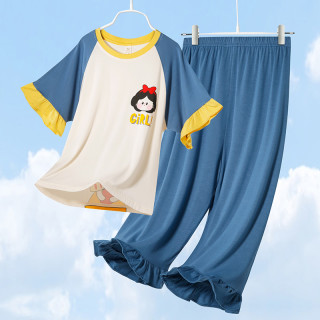 檀韵 女童睡衣薄款儿童短袖七分裤夏季小女孩空调服家居服套装